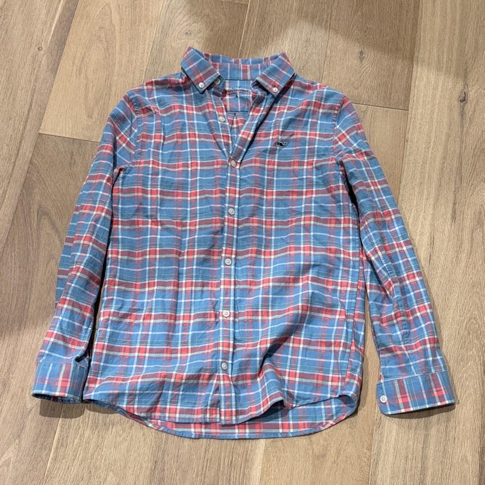 Vineyard Vines Blue and Red Plaid Button Down Shirt